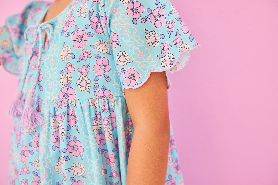 Riviera Dress - Marguerite Floral Aqua