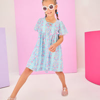 Riviera Dress - Marguerite Floral Aqua