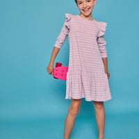 Sadie T-Shirt Dress - Lavender Sparkle Stripe