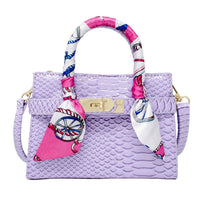 Crocodile Scarf Handbag: Lavender