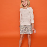 Emily Skirt - French Blue Floral Corduroy