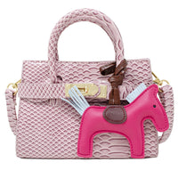 Crocodile Pony Handbag: Gold