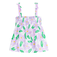 tween girls halter top in large lilac floral pattern