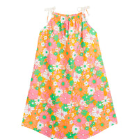 tween girls orange daisy dress with tie straps