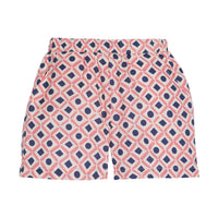 tween girls shorts with navy and rose geometric patterns