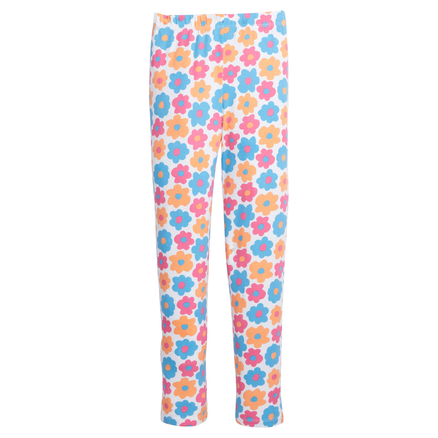 BISBY girl/tween leggings in our colorful Flower Market print! Featuring a beautiful arrangement of orange, pink, and blue flowers and also have an elastic waistband, perfect for spring!