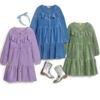 Western Dress - French Blue Corduroy