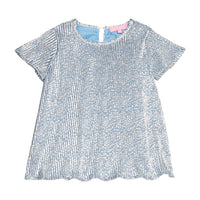 Short-sleeve blue blouse with silver stars