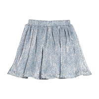 Blue crinkle skort with silver stars.