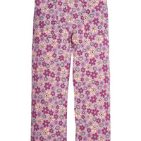 Girl/Tween woven pant (feels like jeans) featuring our Petal flower pattern which features a magenta floral arrangement. These pants have pockets in the front and comes with a built in belt to complete the look-BISBY
