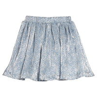 Blue crinkle skort with silver stars.