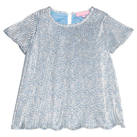 Short-sleeve blue blouse with silver stars