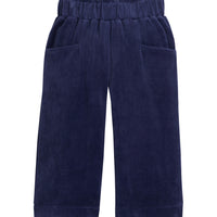 Navy Velour pants with slight ruffle at the waistband--CroppedPalazzoPant BISBY girls/teens