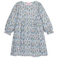 White dress with fall colored flowers (orange, yellow, blue)--ElenaDress BISBY girls/teens