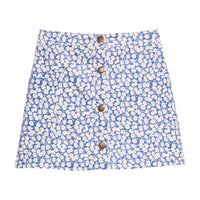 Emily Skirt - French Blue Floral Corduroy