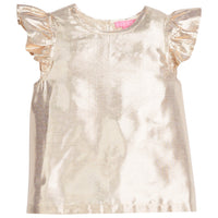 Girls/Tween Gold metallic top featuring angel sleeve detail. Made of super lightweight material as well-BISBY