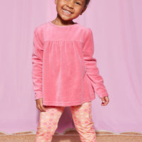 Our model can be seen wearing our Lisle Top in our Rose Velour paired with our Leggings in Seville Rose--BISBY girl
