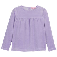 Long sleeve Lilac velour top with slight gathering across bust--LisleTop for girls BISBY