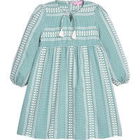 Long Sleeved Riviera Dress - Geneva Gingham Green