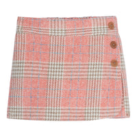 Pink plaid Skort (tweed) with 3 buttons down side--MiniSKort BISBY girl/teen