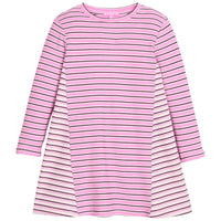 Girls/tween mixed purple/cranberry striped knit dress.