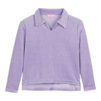 Lilac Velour Collared Longsleeve Pullover (no buttons)--PoloPullover BISBY girls/teens