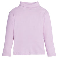 Girl/Tween ribbed turtleneck in our Lilac color. Turtleneck is a thick knit fabric with ribbed texture detail-BISBY