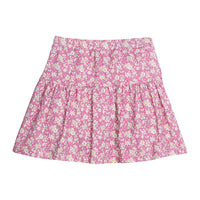 Girls/Tween skort in our Roland Floral Fuchsia floral pattern which features white flowers on a fuchsia background. Skort featues an elastic waistband and built in shorts for a comfy relaxed fit-BISBY