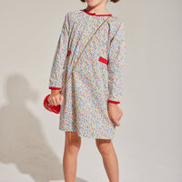 long sleeve dress for girls floral with red details for Christmas