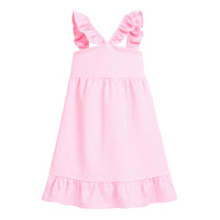 tween girls pink strappy dress with ruffles