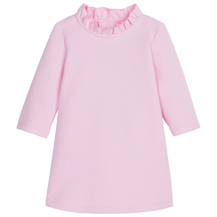Light Pink Long Sleeve dress with ruffles around the neckline--ToryDress BISBY girls/teens
