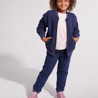 girls quilted bomber jacket in navy, girls zip up jacket with pockets, girls tween clothing
