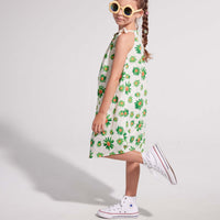 tween girls green daisy dress with tie straps