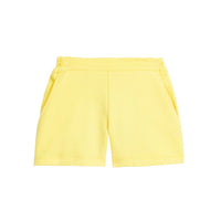 tween girls bright yellow shorts with elastic waistband and pockets