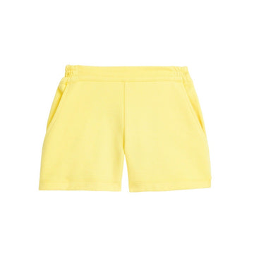 tween girls bright yellow shorts with elastic waistband and pockets