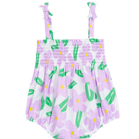 tween girls lilac flower print strappy bubble