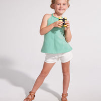 tween girls kelly green and white striped halter tank
