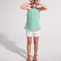 tween girls kelly green and white striped halter tank