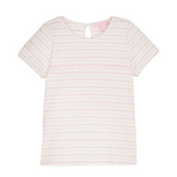Sequin Stripe Tee - Pink & Orange