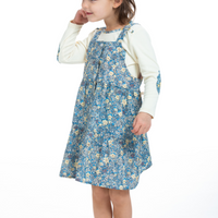 Blue Floral tiered jumper for girls