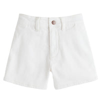 white ivory denim jean shorts for girls and tweens