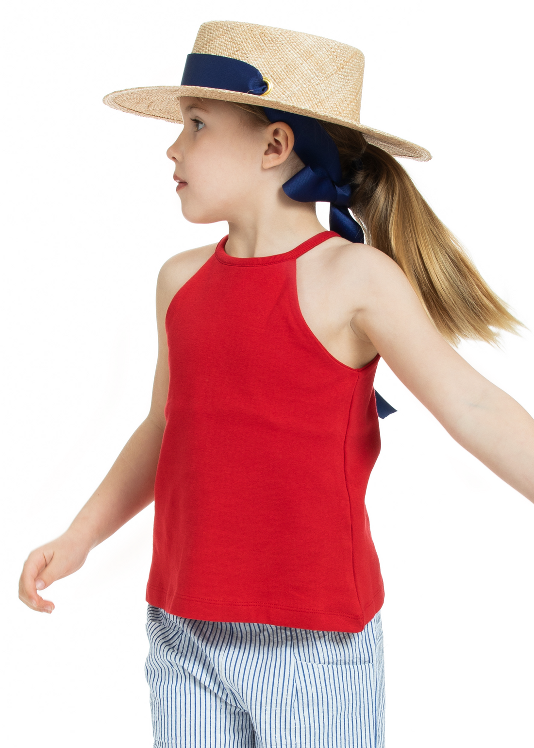 Cropped Palazzo Pants - Blue Sparkle Seersucker