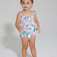 tween girls lilac flower print strappy bubble