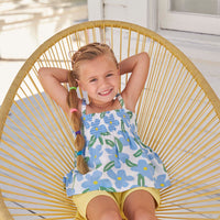 tween girls halter top in large blue floral pattern