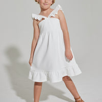 tween girls with pique dress with ruffle sleeves