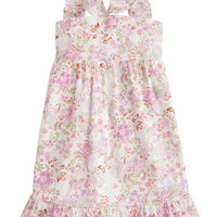 BISBY girls soho dress with cross ruffle sleeves and violet floral print