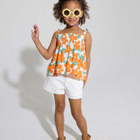 tween girls halter top in large orange floral pattern