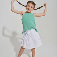 tween girls kelly green and white striped halter tank