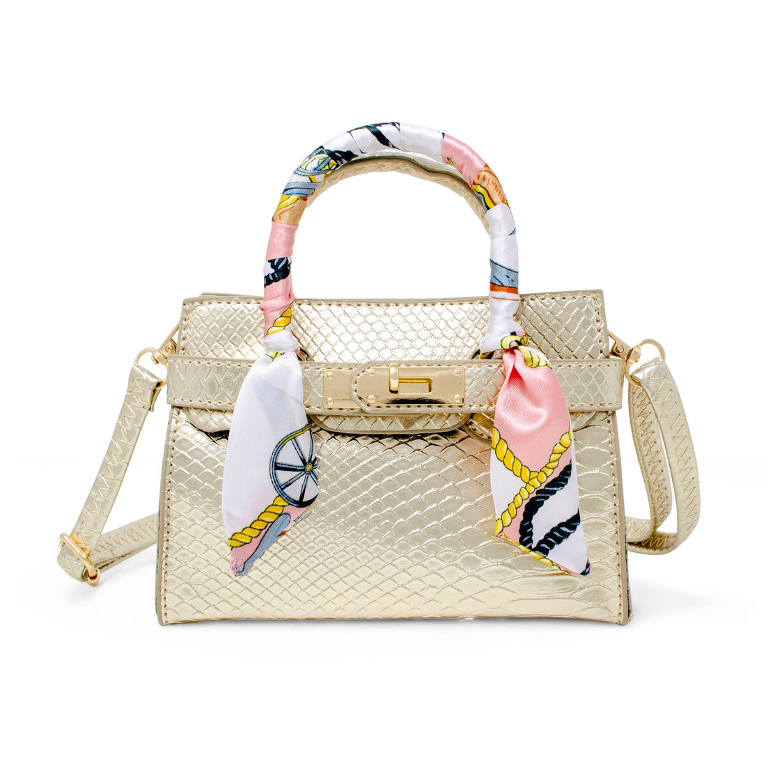 Crocodile Scarf Handbag: Lavender