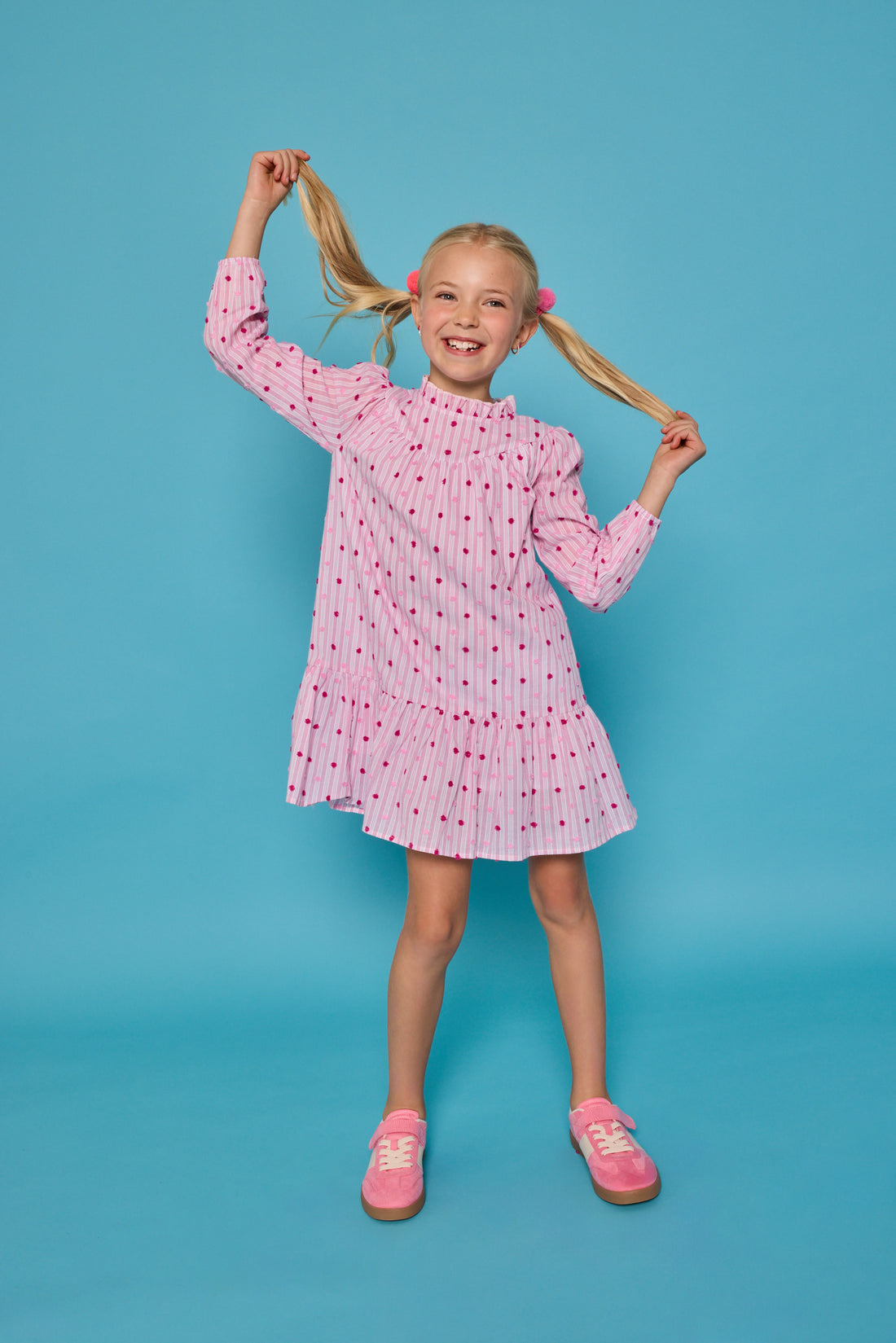 Jody Dress - Magenta Clip Dot Stripe